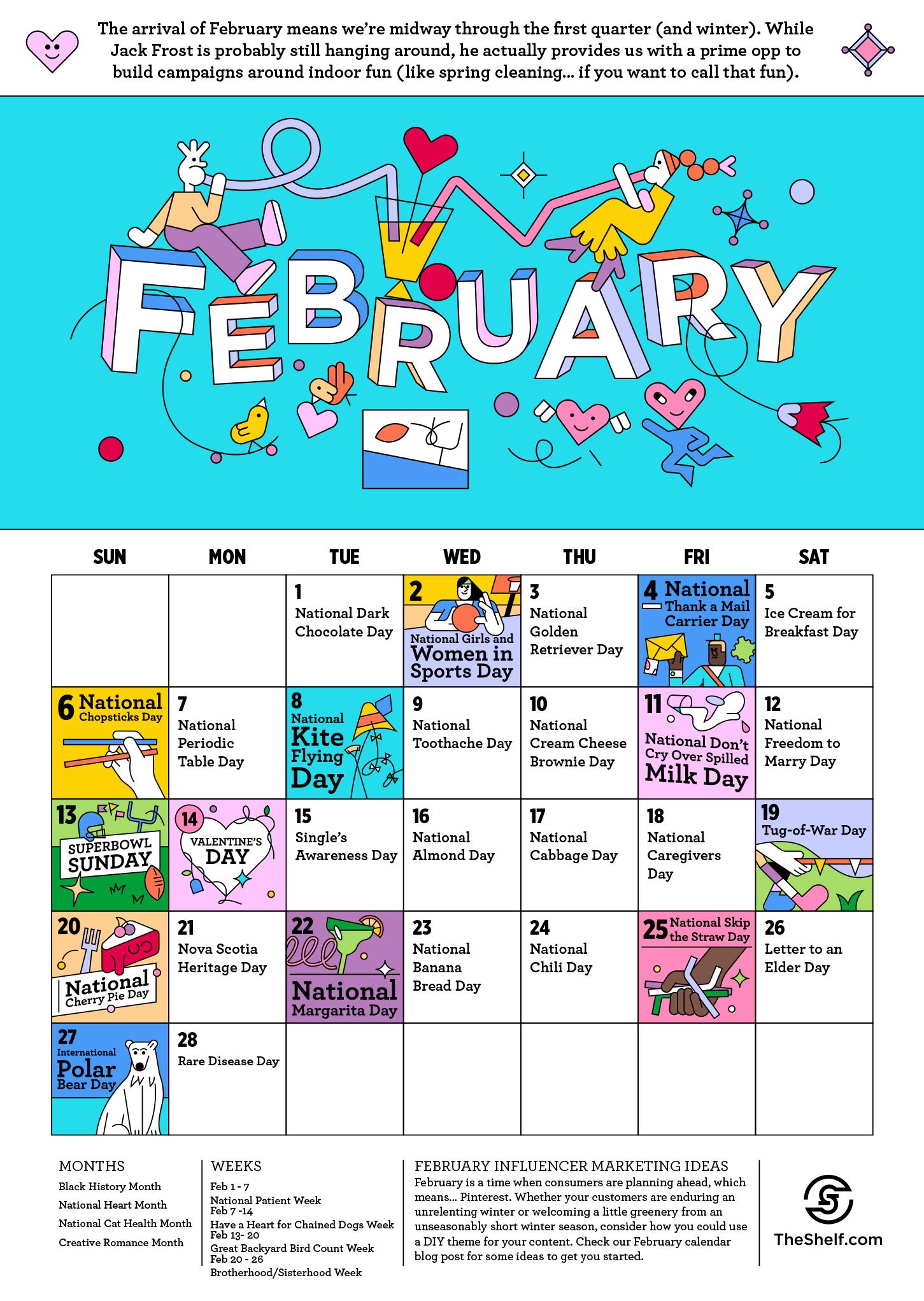 Media Calendar 2022 February 2022 Social Media Calendar • The Shelf Influencer Marketing